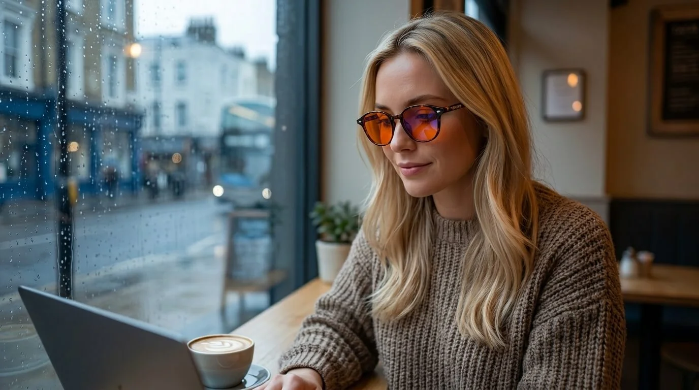 Auresta orange-lens blue light glasses frames compared side by side